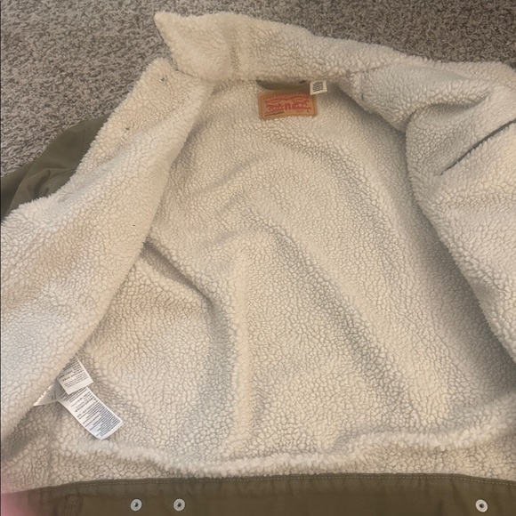Levi's Men's Olive Khaki Sherpa Lined Trucker Denim Jacket Size Large - Picture 6 of 13